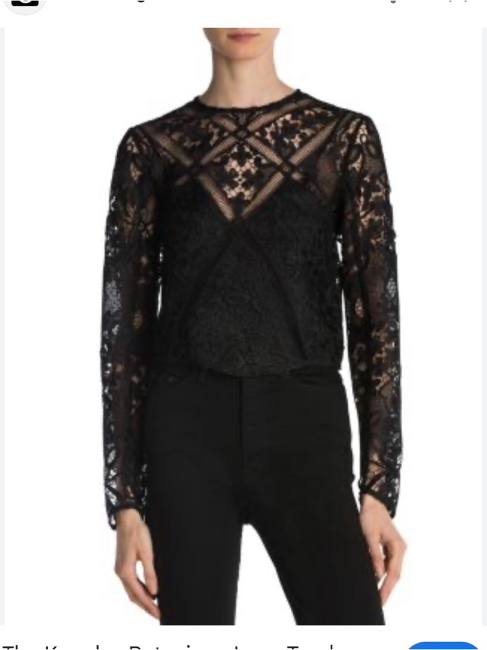 The Kooples Black Lace Long-Sleeve Blouse
